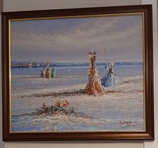 Framed Oil Painting - on Canvas - signed - Marie Charlot