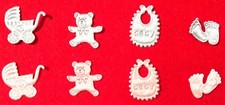 2000 x SEW ON SMALL BABY MOTIFS DESIGNS: PRAM/BEAR/BIB/FEET IN BLUE OR PINK