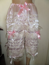 ADULT BABY SISSY  FRILLY PINK SATIN IVORY LACE  BO PEEP BLOOMERS 30-45 W