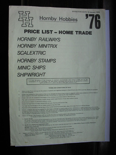 Hornby hobbies 1976 price - hornby,