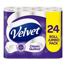 Velvet Classic Quilted Toilet Tissue 24 Rolls Jumbo Bulk Pack 24 Rolls 3-ply FS.