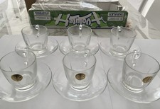 6x Vintage Clear Duralex Coffee Tea Cups And Saucers