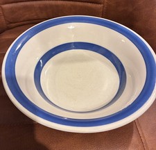 Staffordshire Chef Ware Blue White Striped serving Bowl ironstone 23cm wide