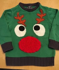 Boys Reindeer Green Next Christmas Jumper Age 4