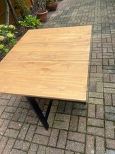 DINING TABLE Oak Chunky Square Solid Frame Removable Legs With Chairs
