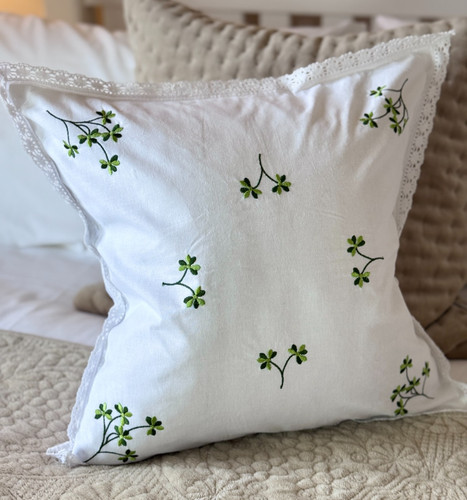 Hand embroidered shamrock - hand,