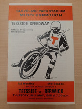 Speedway programme TEESSIDE (Middlesb'gh)Reopening meeting v Berwick 30 May 1968