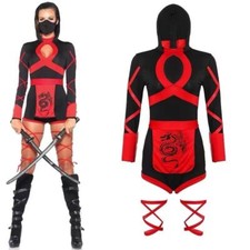 Women Ninja Warrior Cosplay Costume Halloween Fancy Dress Lady Jumpsuit Clothing