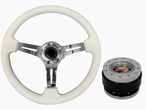 White chrome 350mm steering - ts,