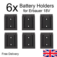 6x Battery Holder for Erbauer EXT 18V (Black) - Wall Mount, Worktop