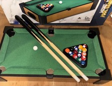 KIDS MINI WOODEN TABLE TOP POOL HOME PLAY SNOOKER GAME GIFT  40x21.5cm