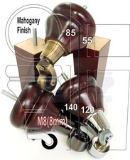 4x WOODEN FURNITURE CHAIR LEGS M8 REPLACEMENT SOFA FEET WITH CASTORS 140mm HIGH