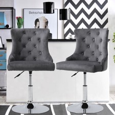 Kitchen Bar Stool Barber Chair Swivel Lift Barstool Soft Buttoned Velvet Seat
