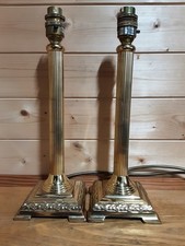 A Pair of Brass Table Lamp Bases Only Standing 13 Inches Tall Good Working Order