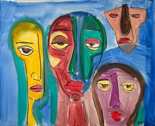 Cubist figures portrait - cubist,