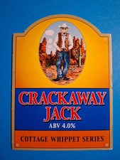 COTTAGE brewery beer pump clip CRACKAWAY JACK cask ale badge CLOSED whippet