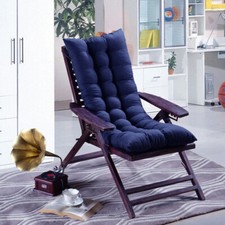 110cm Garden Rocking Deck Chair Sun Seat Pad Chair High Back Cushions Dark Blue 