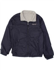 BENETTON Boys Reversible Jacket 11-12 Years XL Navy Blue Cotton CN01