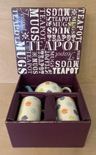 Whittard of Chelsea Tea Set for Two Hand Painted Mugs & Teapot Boxed and Unused.