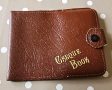 Vintage brown leather CHEQUE BOOK HOLDER - Made in England
