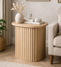 Side Table Ribbed Wood Frame