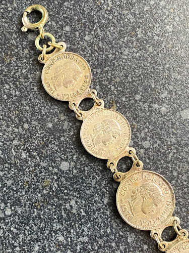 Silver tone metal coin charm - silver,