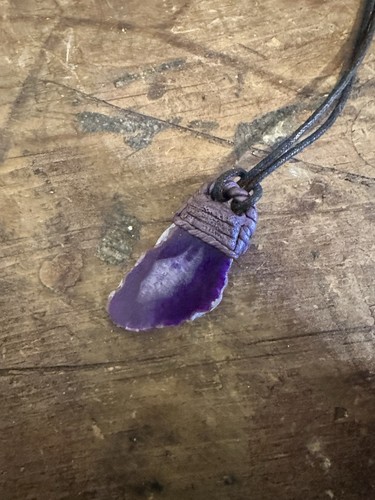 Purple geode necklace pendant - purple,