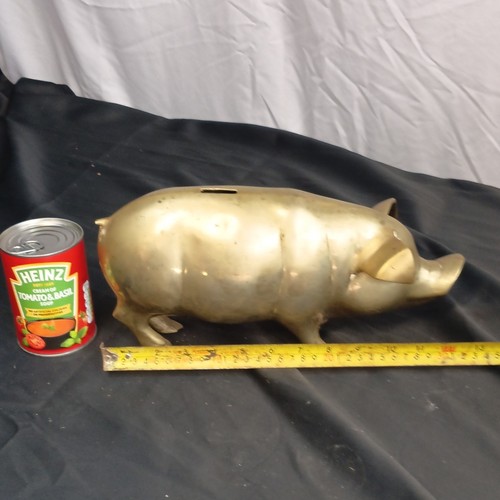 Large brass pig money box - pig, 13