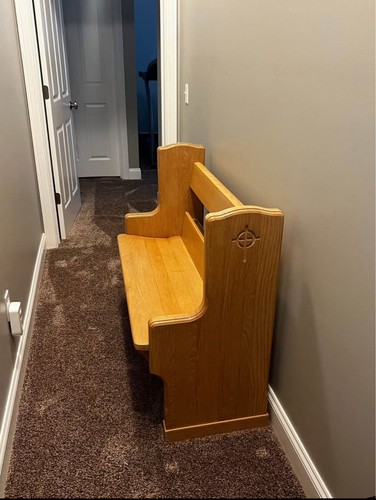 Oak church pew - church,