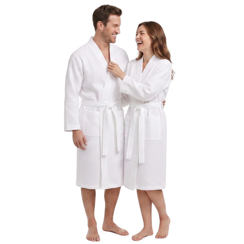 Unisex white waffle bathrobe - unisex,