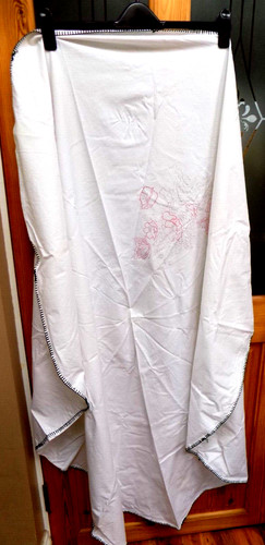 Vintage tablecloth unfinished - tablecloth,