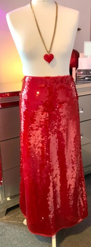 Red sequin midaxi pencil - midaxi,