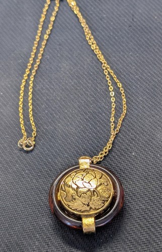 Perfume necklace amber lucite - necklace,