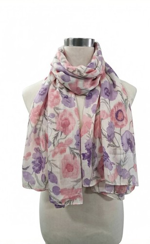 Cotton feel poppy floral scarf - cotton,