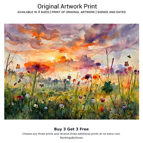 Wildflower meadow print on - wildflower, |