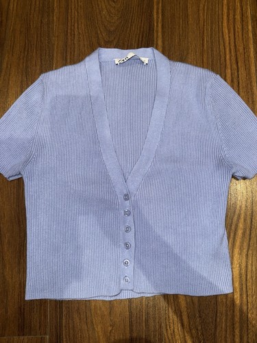 Zara blue rib - rib-knit, cardigan