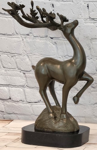 Bronze stag sculpture signed - stag,