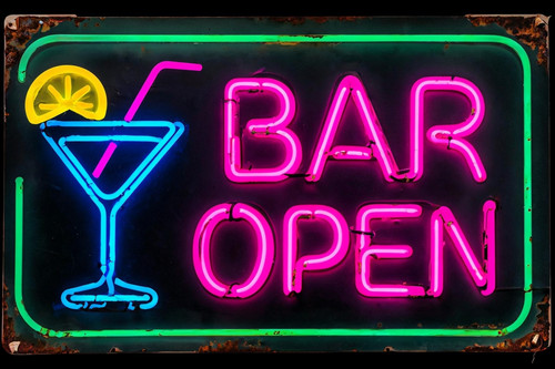 Bar open neon look metal - bar,