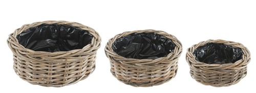 Wicker planter round set - round, of
