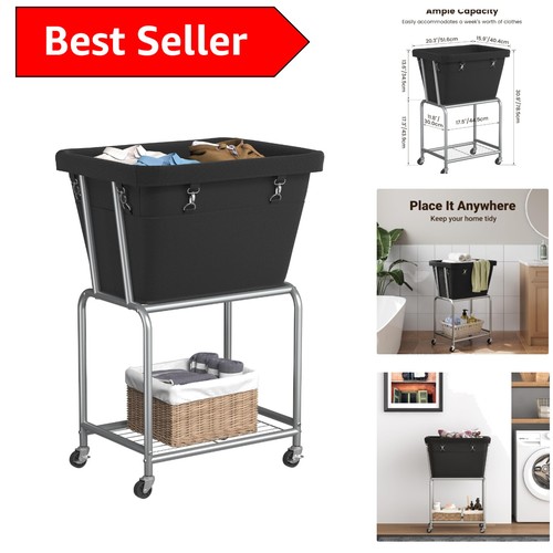 Black 72l laundry cart with - black,