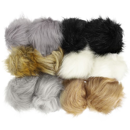 12pcs fluffy soft faux fur - 12pcs, pom
