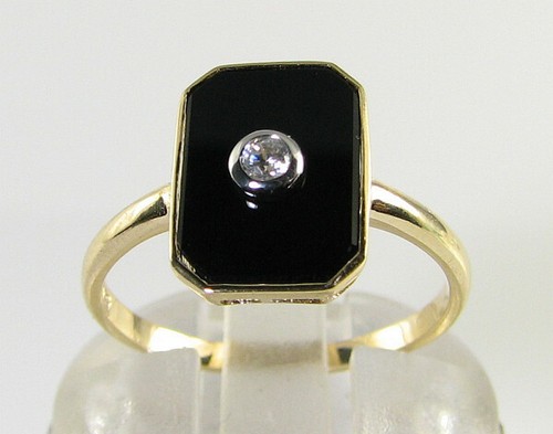 Large 9ct gold onyx diamond - large,
