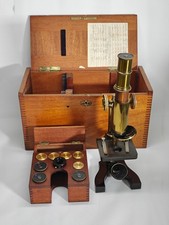 Vintage brass microscope with - brass,
