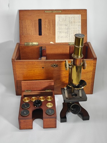 Vintage brass microscope - vintage, with
