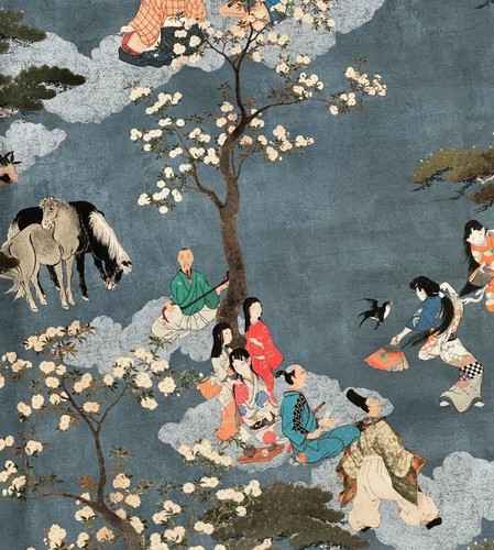 Oriental japanese blue cotton - oriental,
