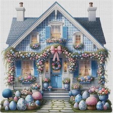 Easter house stamped cross - easter,