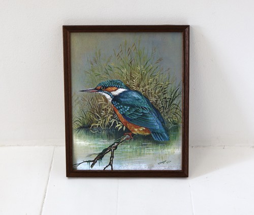 Vintage kingfisher foil art - kingfisher,