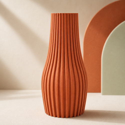 Ribbed fluted flower - ribbed, vase