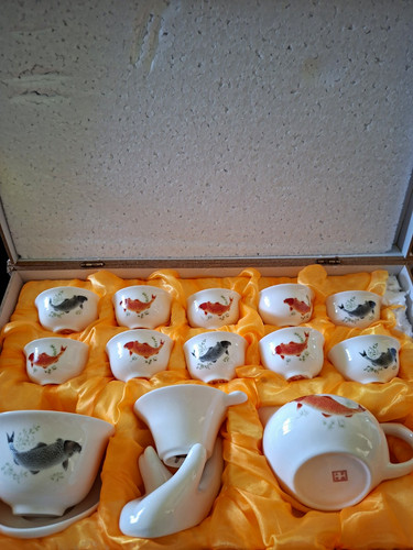 Chinese porcelain koi fish - porcelain,