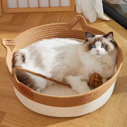 Round woven rattan - round, bed
